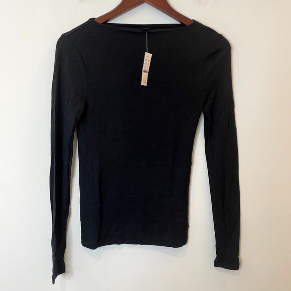 J.Crew Collection Sheer Wool Blend Long Sleeve Layering Tee Shirt CD528 Black XS - Picture 3 of 14
